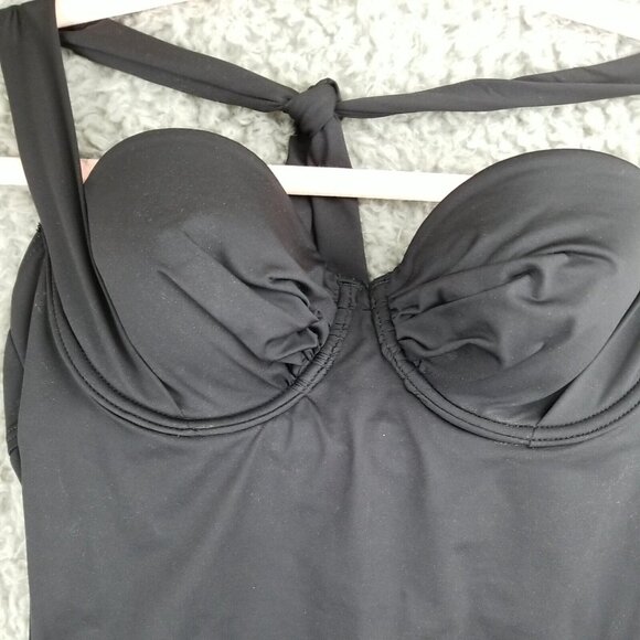 Boston Proper Swim Womens 8 C/D Cup One Piece Black Underwire Ruched Swimsuit - Picture 4 of 7